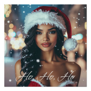 Poster Fille du Père Noël - Ho Ho Ho - Noël