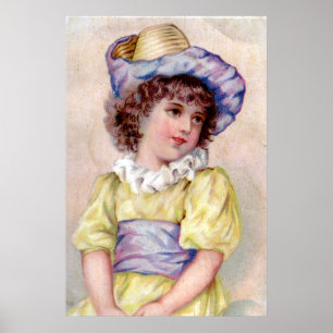 POSTER FILLE EN ROBE JAUNE