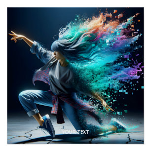 Poster Fille jeune danseuse mignonne de fantaisie