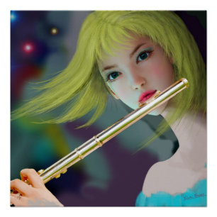 Poster Fille jouant de la flûte 2