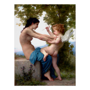 Poster Fille Se Défendant Contre La Peinture Cupidante Er
