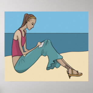 POSTER FILLE SUR LA PLAGE