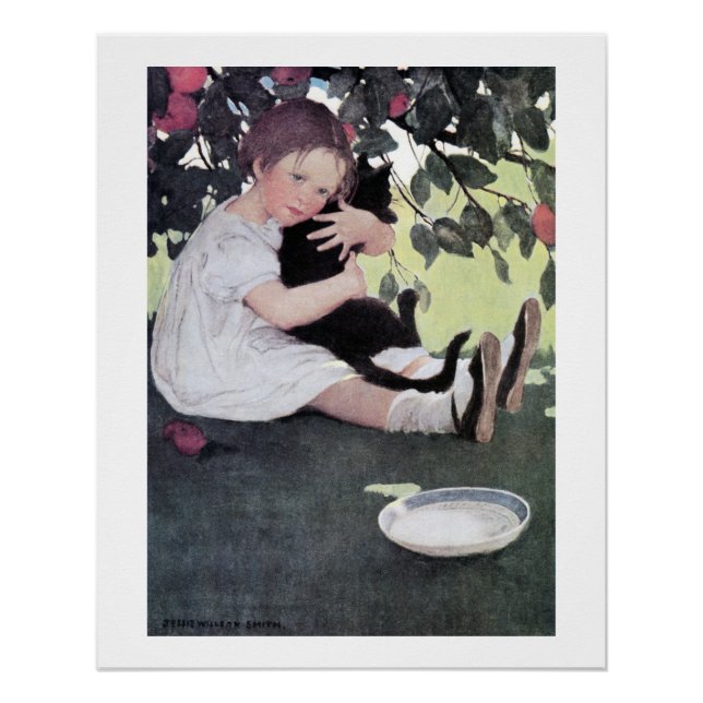 Poster Fille tenant un chat noir, Jessie Willcox Smith (Devant)