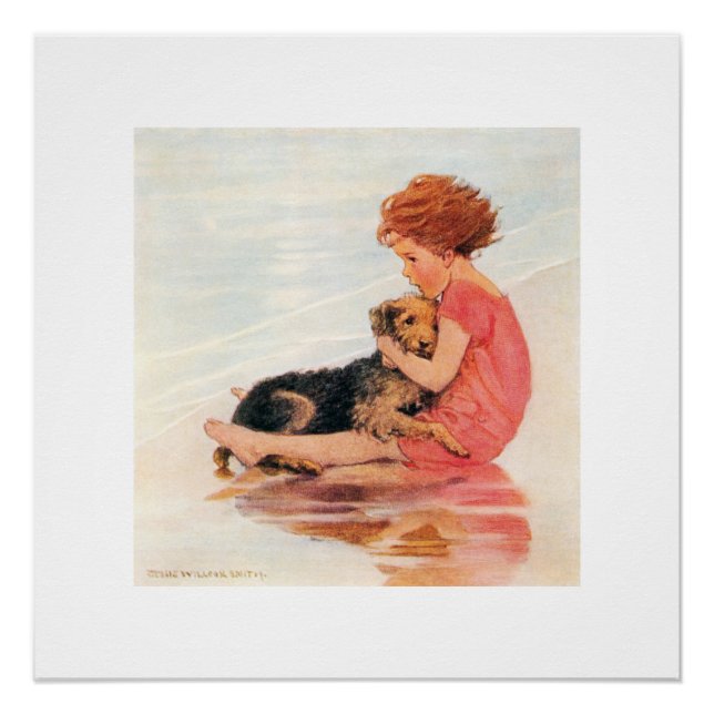 Poster Fille tenant un chien, Jessie Willcox Smith (Devant)