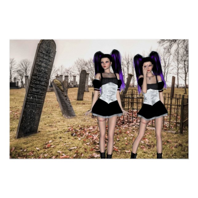 Poster Filles jumelles gothiques pour Halloween dans le c (Devant)