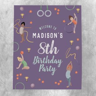 Poster Filles Purple Gymnastique Anniversaire de enfant A