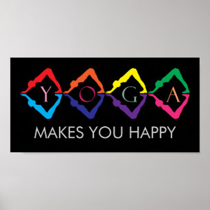 Poster Filles YOGA multicolores - modèle texte