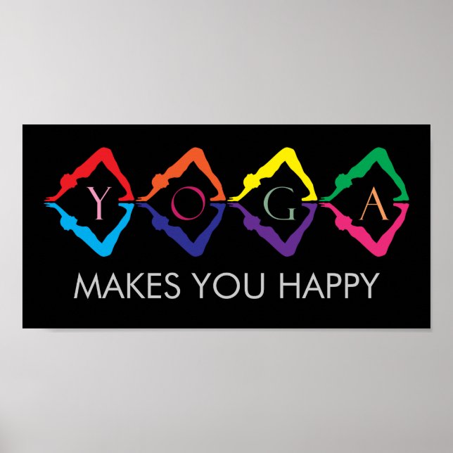 Poster Filles YOGA multicolores - modèle texte (Devant)