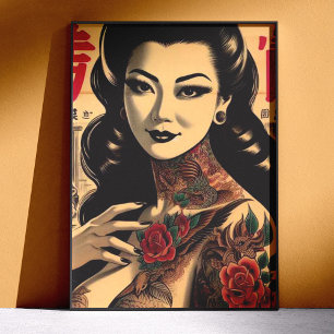 Poster Fillettes tatouées japonaises