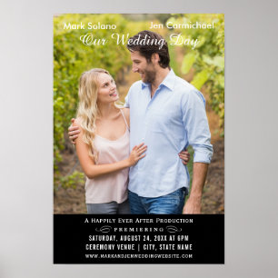 Poster Film d'invitation photo Mariage noir unique