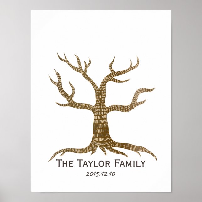 Poster Fingerprint Tree Family Reunion Guestbook (Devant)