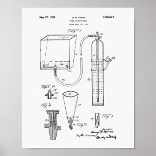 Poster Fire Extinguisher 1930 Patent Art - Livre blanc
