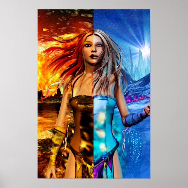 Poster Fire & Ice Science Fiction Imaginaire Art (Devant)