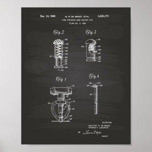 Poster Fire Sprinkler Head 1965 Patent Art - Chalkboard