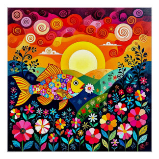 Poster Fish eats flower 1