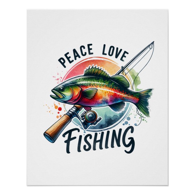 Poster Fisher Cadeau Peace Love Fishing (Devant)
