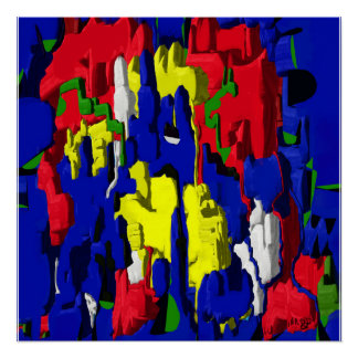 Poster fissures en bleu, abstraite
