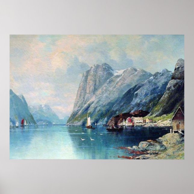 Poster Fjord en Norvège peinture par Lev Lagorio (Devant)