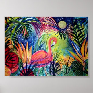 Poster Flamant rose Captiva minuit