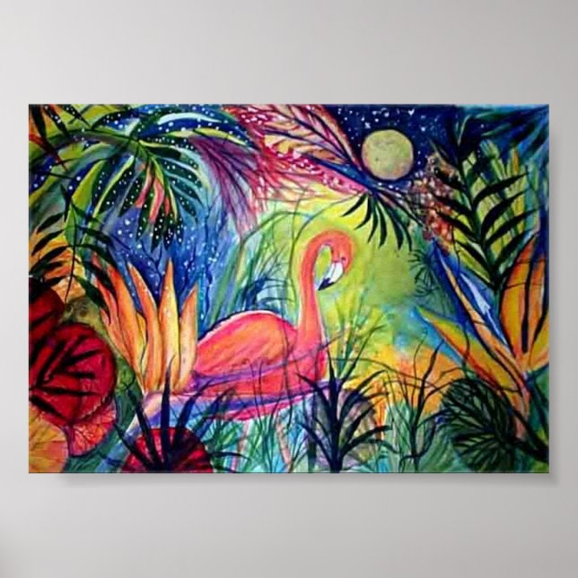 Poster Flamant rose Captiva minuit (Devant)