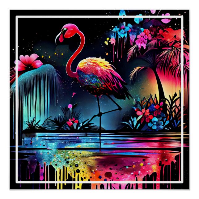 Poster Flamant rose dans un lac-63852 (Devant)