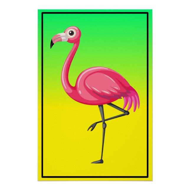 Poster Flamant Rose de Style Cartoon (Devant)