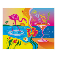 Flamant rose et cocktail d'été