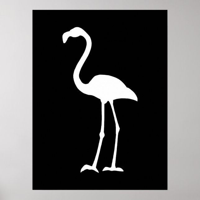 Poster Flamant rose noir et blanc (Devant)