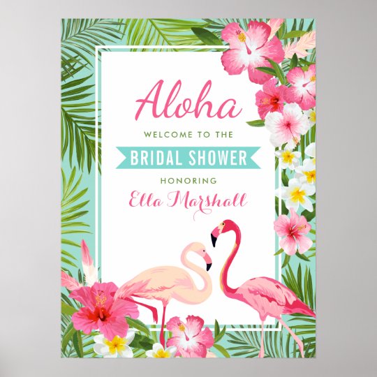 Poster Flamant rose tropical de l'Affiche de bienvenue ...