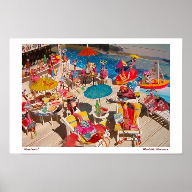 Poster 'Flamants roses!' pour impression/affiche (pas de  (Devant)