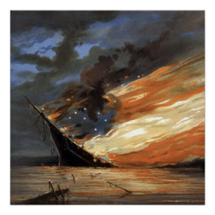 Poster Flambeaux de la guerre civile rebelle sur le feu d