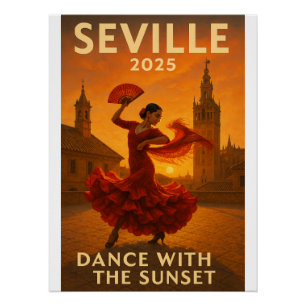 Poster Flamenco coucher de soleil à Séville