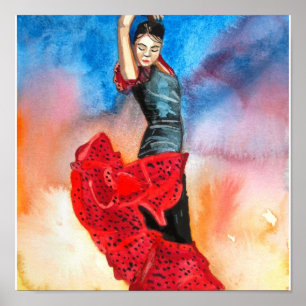 Poster FLAMENCO DANCER watercolour