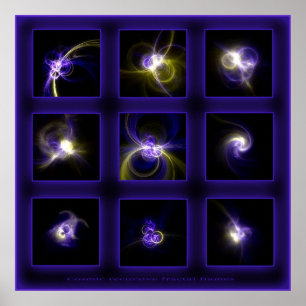 Poster Flammes Fractales Comp. -bleu