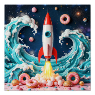 Poster Flânerie à travers les beignes et les planètes