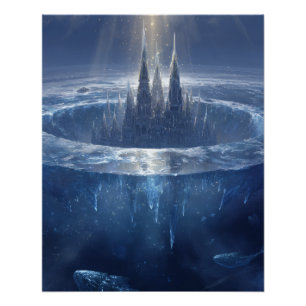 Poster Flèche de glace sombre dans la mer à halo gelé
