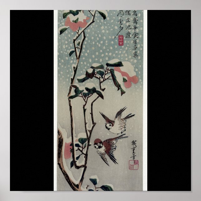 Poster Flèches et camellias dans la neige vers les années (Devant)