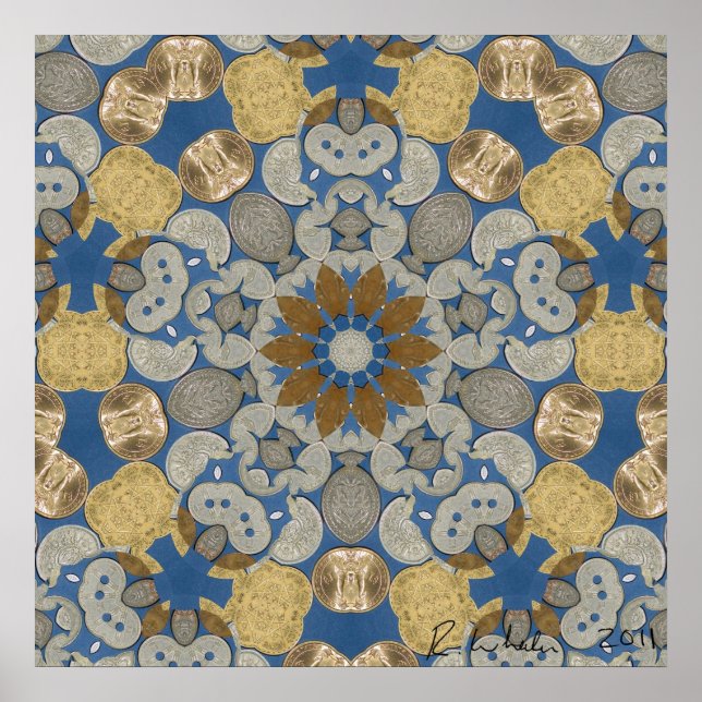 Poster Fleur à étoile de monnaie mondiale (Devant)