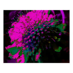 Poster Fleur Abstraite Rétro Rose Chaud et Noir Tripante