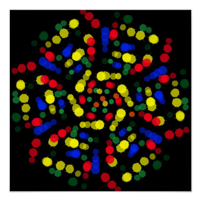 Poster Fleur aux couleurs arc-en-ciel floue et pointillée (Devant)