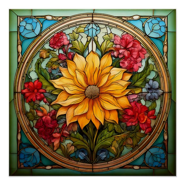 Poster Fleur botanique vibrante (Devant)