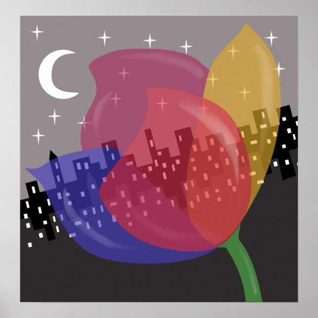 Poster Fleur colorée (Devant)