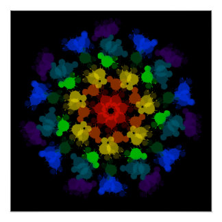 Poster Fleur de couleurs arc-en-ciel