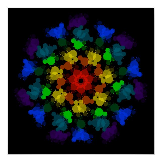 Poster Fleur de couleurs arc-en-ciel (Devant)