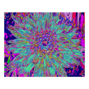 Poster Fleur de dahlia abstraite couleur arc-en-ciel aigu