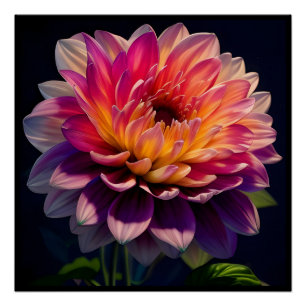 Poster Fleur de dahlia rose et orange chaud
