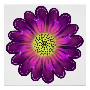 Poster Fleur de Dahlia Violet et Rose Néon Personnalisée 