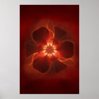 Poster Fleur de feu Fractal Art