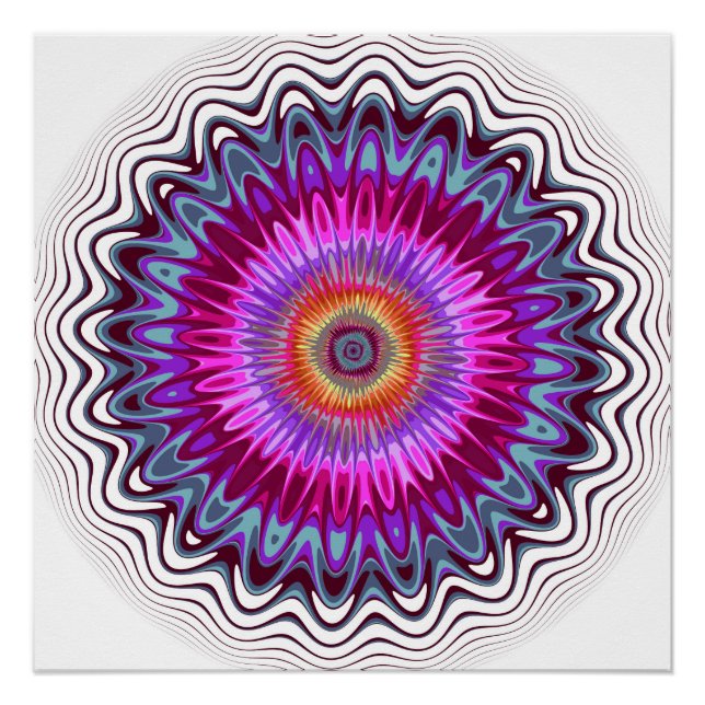 Poster Fleur de kaléidoscope multicolore (Devant)