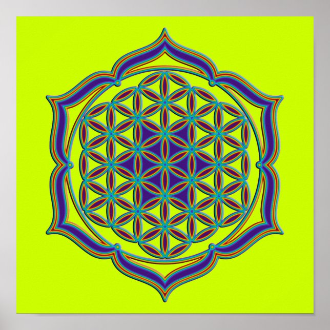 Poster Fleur de la vie / Blume des Lebens - Lotus Contour (Devant)